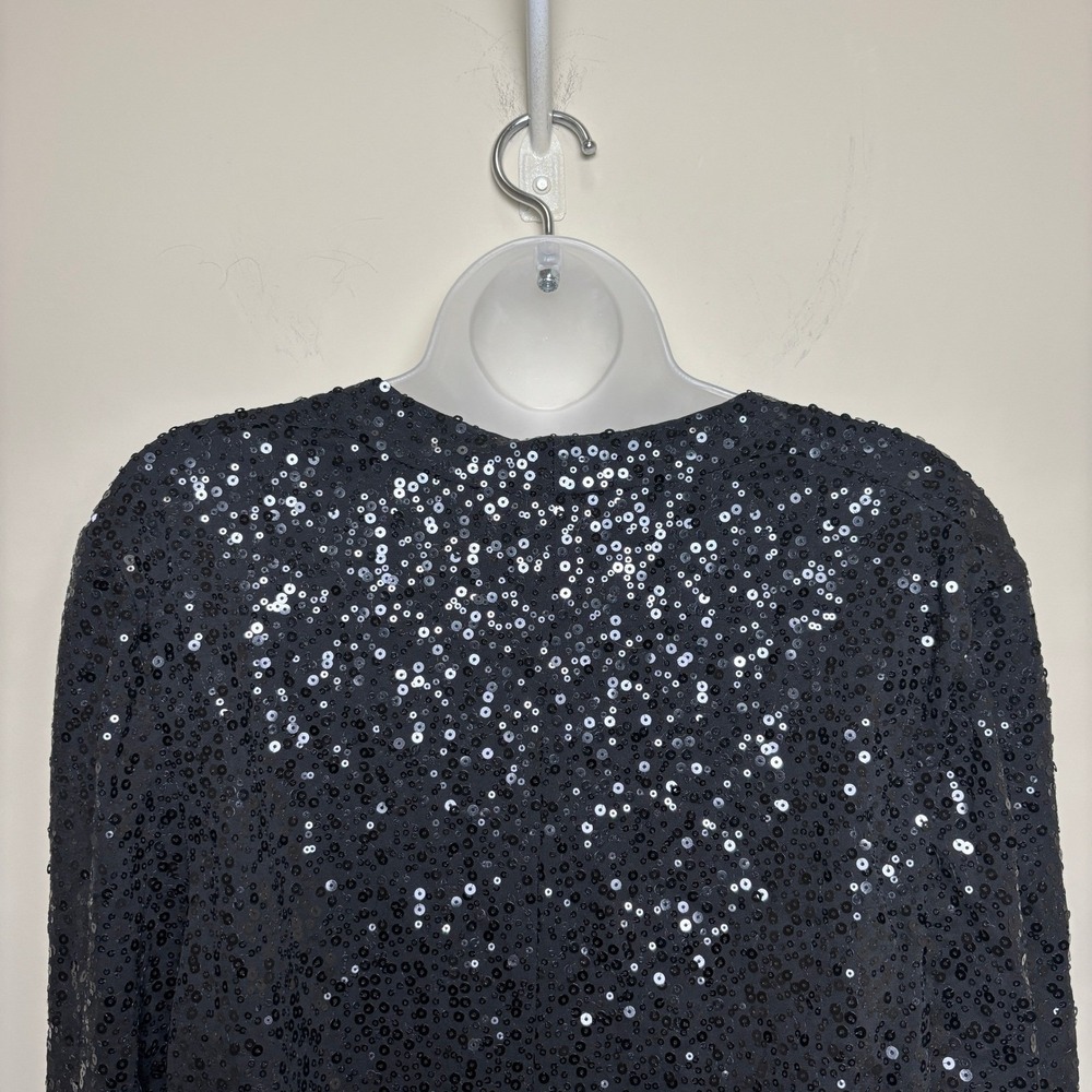 Lafayette 148 Silk Sequin 2 Piece Set Square Neck Open Cardigan Top Womens XL - Picture 6 of 9